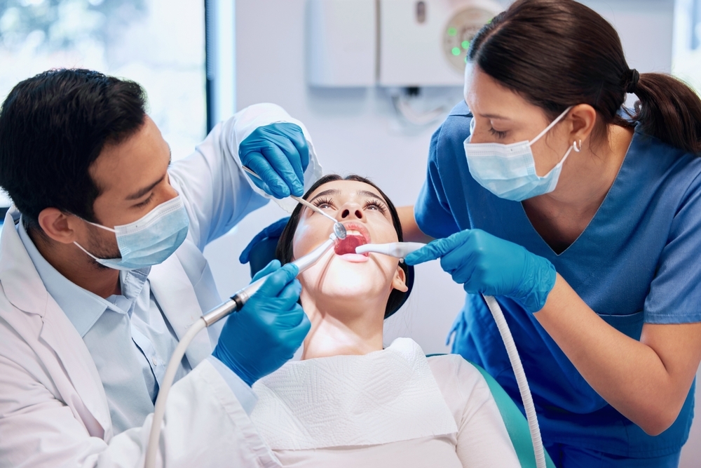 dental veneers being placed on patient